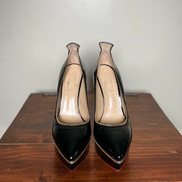 Charlotte Olympia x Agent Provocateur Black Soirée Zipper High Heel Pumps Womens - Picture 2 of 6